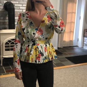 Freeway peplum top floral worn once